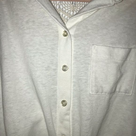 Joe Boxer White Crochet Button Up Crop Top Small S - Picture 3 of 11